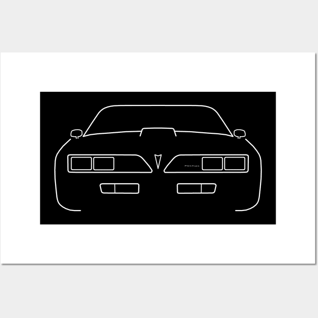 Pontiac Firebird 1977 classic car outline graphic (white) Wall Art by soitwouldseem